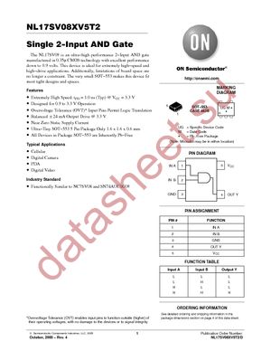 NL17SV08XV5T2 datasheet  